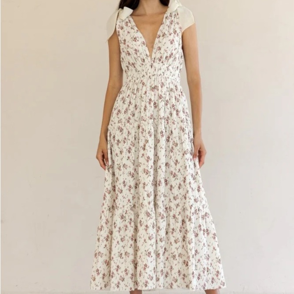 Floral White and Pink Women's Maternity Dress - Picture 5 of 5